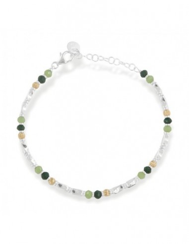 Bracciale Argento Rodiato Perline Verdi Pepite [43706432]
