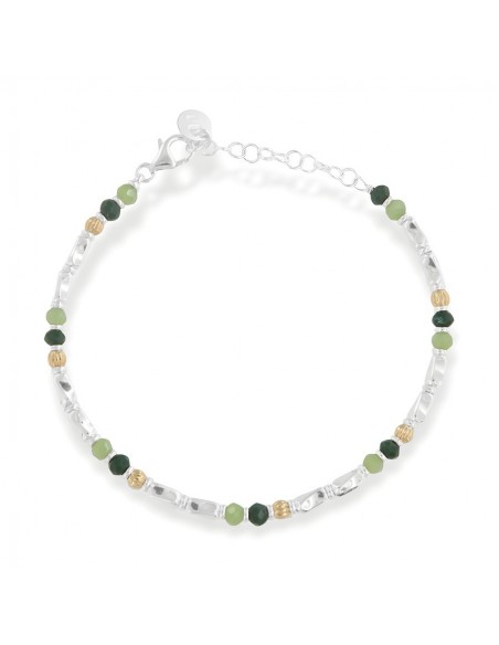Bracciale Argento Rodiato Perline Verdi Pepite [43706432]