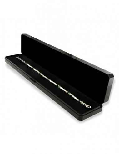 Bracciale Argento Rodiato Perline Verdi Pepite [9a56273f]
