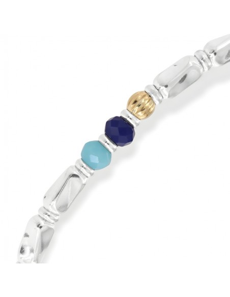 Bracciale Argento Rodiato Perline Blu Pepite [f8bbf9b4]