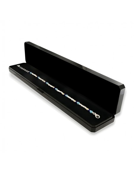 Bracciale Argento Rodiato Perline Blu Pepite [93d03ca3]