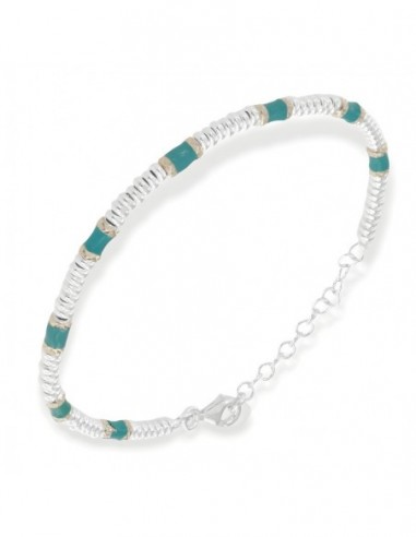 Bracciale Argento Rodiato Pepite Azzurre Rondelle [531a3220]