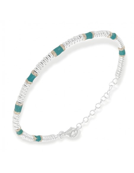 Bracciale Argento Rodiato Pepite Azzurre Rondelle [531a3220]