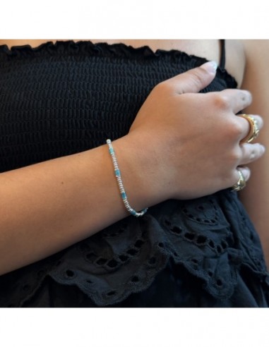 Bracciale Argento Rodiato Pepite Azzurre Rondelle [d3672829]