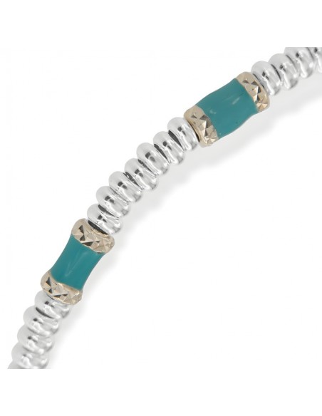 Bracciale Argento Rodiato Pepite Azzurre Rondelle [647ae92d]