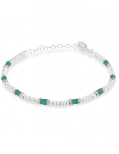Bracciale Argento Rodiato Pepite Azzurre Rondelle [612aae33]