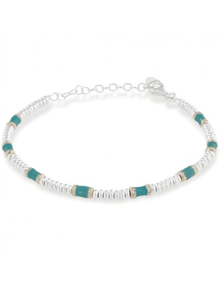 Bracciale Argento Rodiato Pepite Azzurre Rondelle [612aae33]