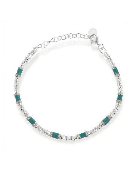 Bracciale Argento Rodiato Pepite Azzurre Rondelle [d6376f37]