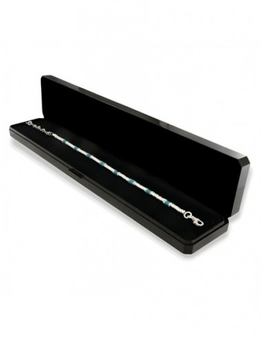 Bracciale Argento Rodiato Pepite Azzurre Rondelle [0f112c3a]