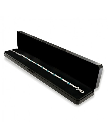 Bracciale Argento Rodiato Pepite Azzurre Rondelle [0f112c3a]