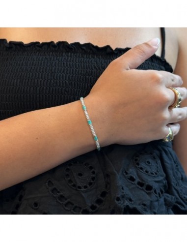 Bracciale Argento Rodiato Pepite Celesti Rondelle [a3f462ad]