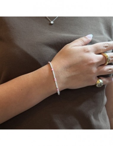 Bracciale Argento Rodiato Pepite Rosa Rondelle [36b369a8]