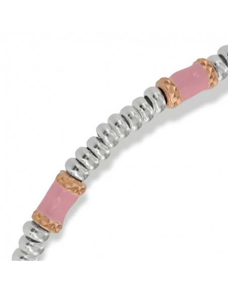Bracciale Argento Rodiato Pepite Rosa Rondelle [81aea8ac]