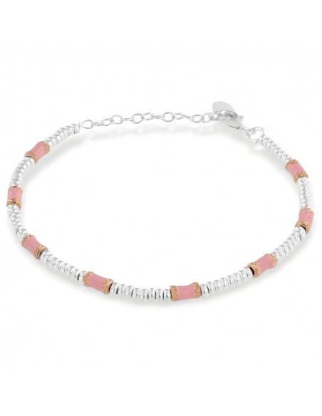 Bracciale Argento Rodiato Pepite Rosa Rondelle [84feefb2]