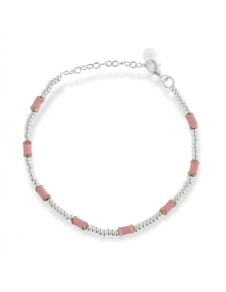 Bracciale Argento Rodiato Pepite Rosa Rondelle [33e32eb6]