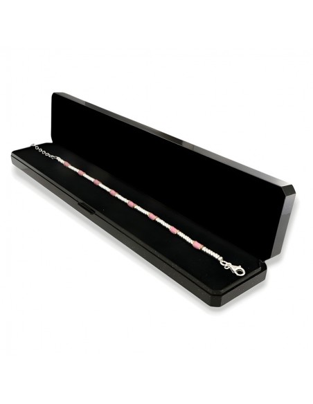 Bracciale Argento Rodiato Pepite Rosa Rondelle [eac56dbb]