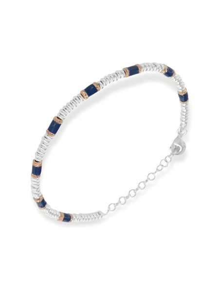 bracciale Argento Rodiato pepite Blu Rondelle [5708aea0]