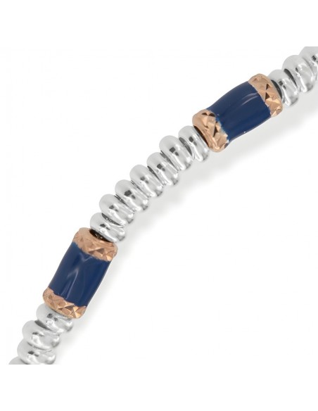 bracciale Argento Rodiato pepite Blu Rondelle [060270ad]