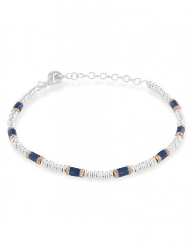 bracciale Argento Rodiato pepite Blu Rondelle [035237b3]