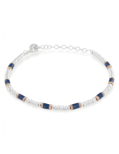 bracciale Argento Rodiato pepite Blu Rondelle [035237b3]