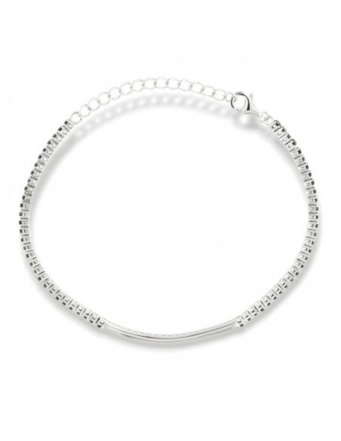 Bracciale Argento Rodiato Tennis Piastra Centrale Zirconi Neri Bianchi [1c2a37b8]
