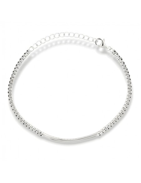 Bracciale Argento Rodiato Tennis Piastra Centrale Zirconi Neri Bianchi [1c2a37b8]