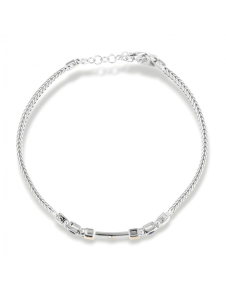 Bracciale Argento Rodiato Quadrispiga Zirconi Blu [a9230587]