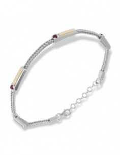 Bacciale Argento Rodiato Quadrispiga Zirconi Rossi [e4b0eee5]
