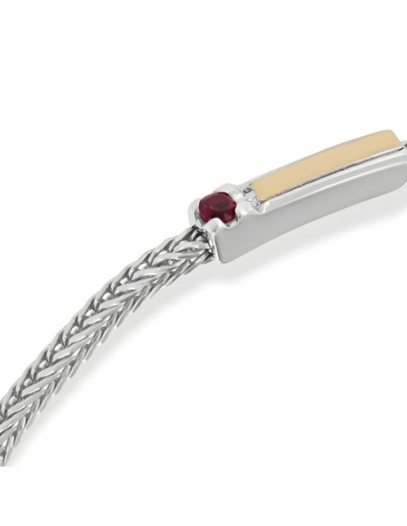 Bacciale Argento Rodiato Quadrispiga Zirconi Rossi [48fe3ef7]