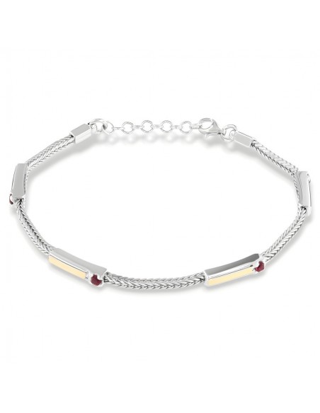 Bacciale Argento Rodiato Quadrispiga Zirconi Rossi [4dae79e9]