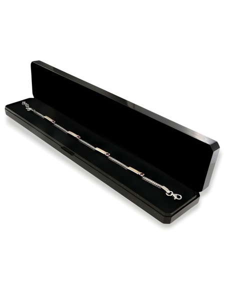Bacciale Argento Rodiato Quadrispiga Zirconi Rossi [2395fbe0]