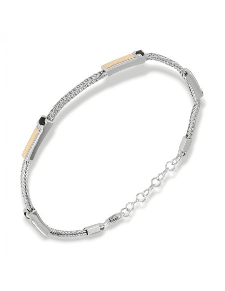 Bracciale Argento Rodiato Quadrispiga Zirconi Neri [a0140c28]