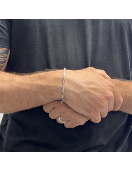 Bracciale Argento Rodiato Quadrispiga Zirconi Neri [1be92f45]
