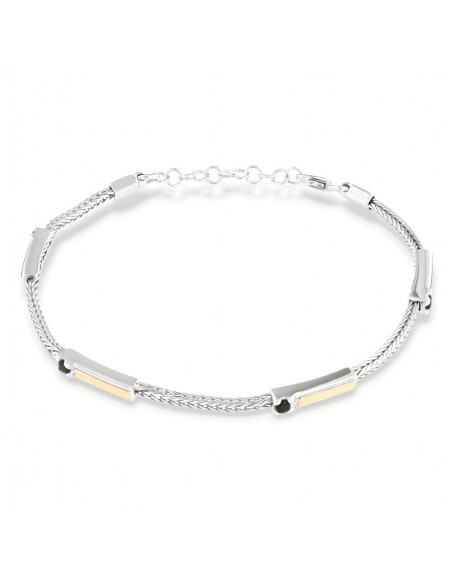 Bracciale Argento Rodiato Quadrispiga Zirconi Neri [a9a4a95f]