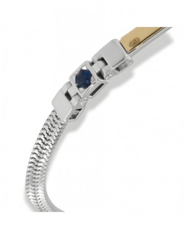 Bracciale Argento Rodiato Piastra Oro Zirconi Blu [709afbf9]