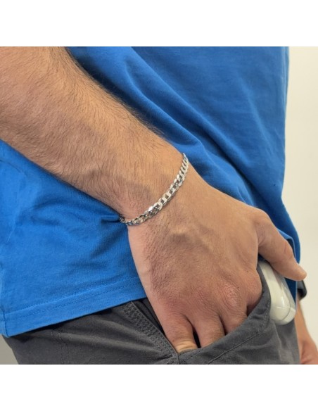 Bracciale Argento Rodiato Grumetta Sfaccettata 5,70grammi [54cbf028]
