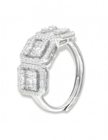 Anello Argento Rodiato Trilogy  Zirconi Baguette Bianchi [223b6644]