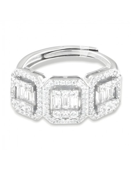 Anello Argento Rodiato Trilogy  Zirconi Baguette Bianchi [17b70f54]
