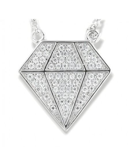 Collana Argento Rodiato Sagoma Diamante Pendente [4eec6a5c]