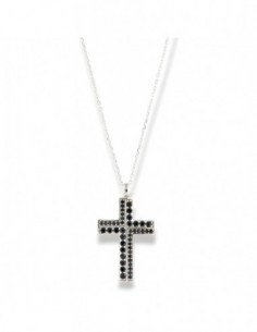 Collana Argento Rodiato Croce Zirconi Neri [2ee4a51b]