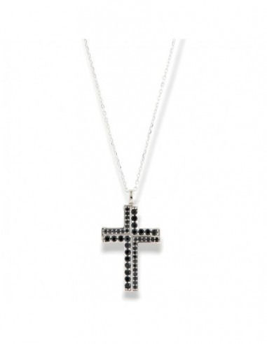 Collana Argento Rodiato Croce Zirconi Neri [2ee4a51b]