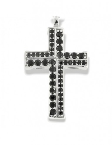 Collana Argento Rodiato Croce Zirconi Neri [4ba09f20]