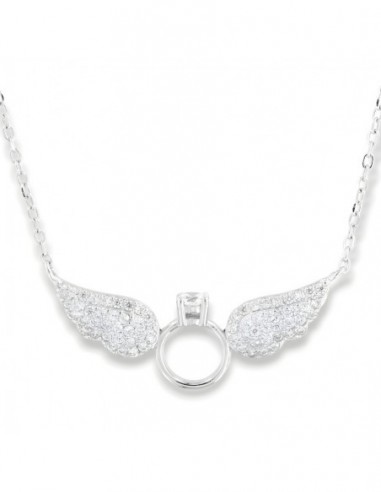Collana Argento Rodiato Ali Zirconi Bianchi [1ca2b007]