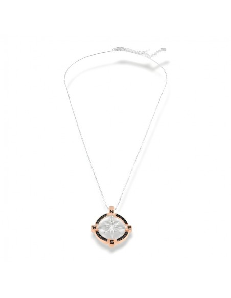 Collana Argento Rodiato Rosa Dei Venti Zirconi Neri [40a9693d]