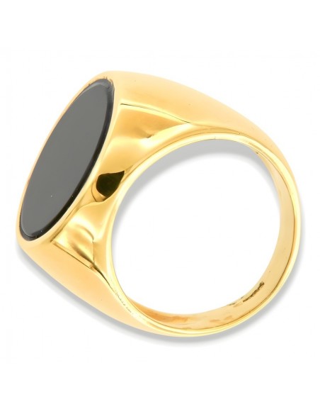 Anello Oro Giallo Chevalier Tondo Onice Nera [77324215]