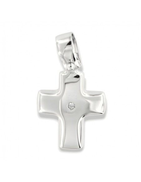 Ciondolo Oro Bianco Croce Diamante Centrale [5e2369be]