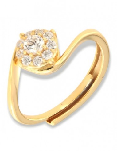 Anello Argento Dorato Solitario Magic Zirconi Bianchi [90d5c081]