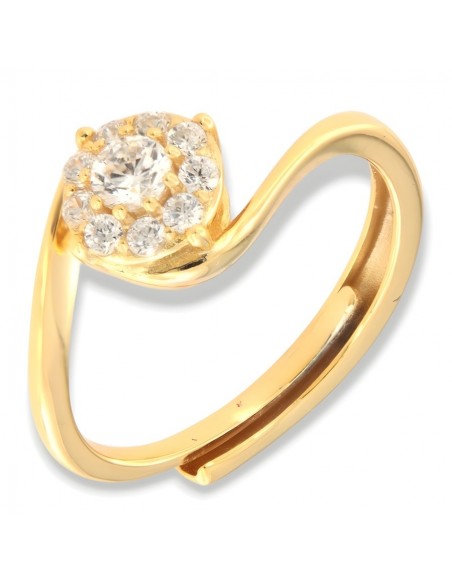 Anello Argento Dorato Solitario Magic Zirconi Bianchi [90d5c081]