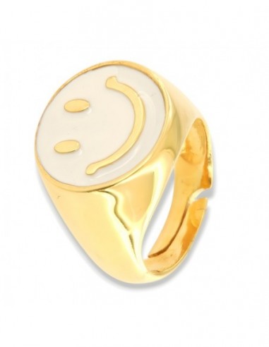 Anello Argento Dorato Chevalier Smile Bianco [9076e05e]