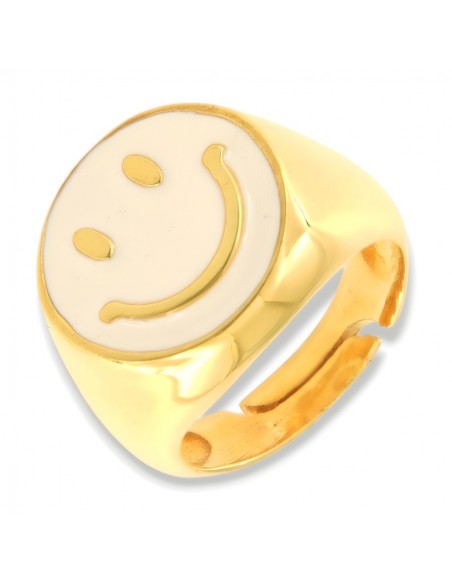 Anello Argento Dorato Chevalier Smile Bianco [6e371947]